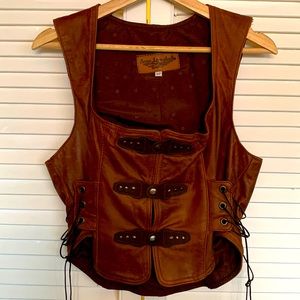Boho Leather Vest by Anne Larochelle